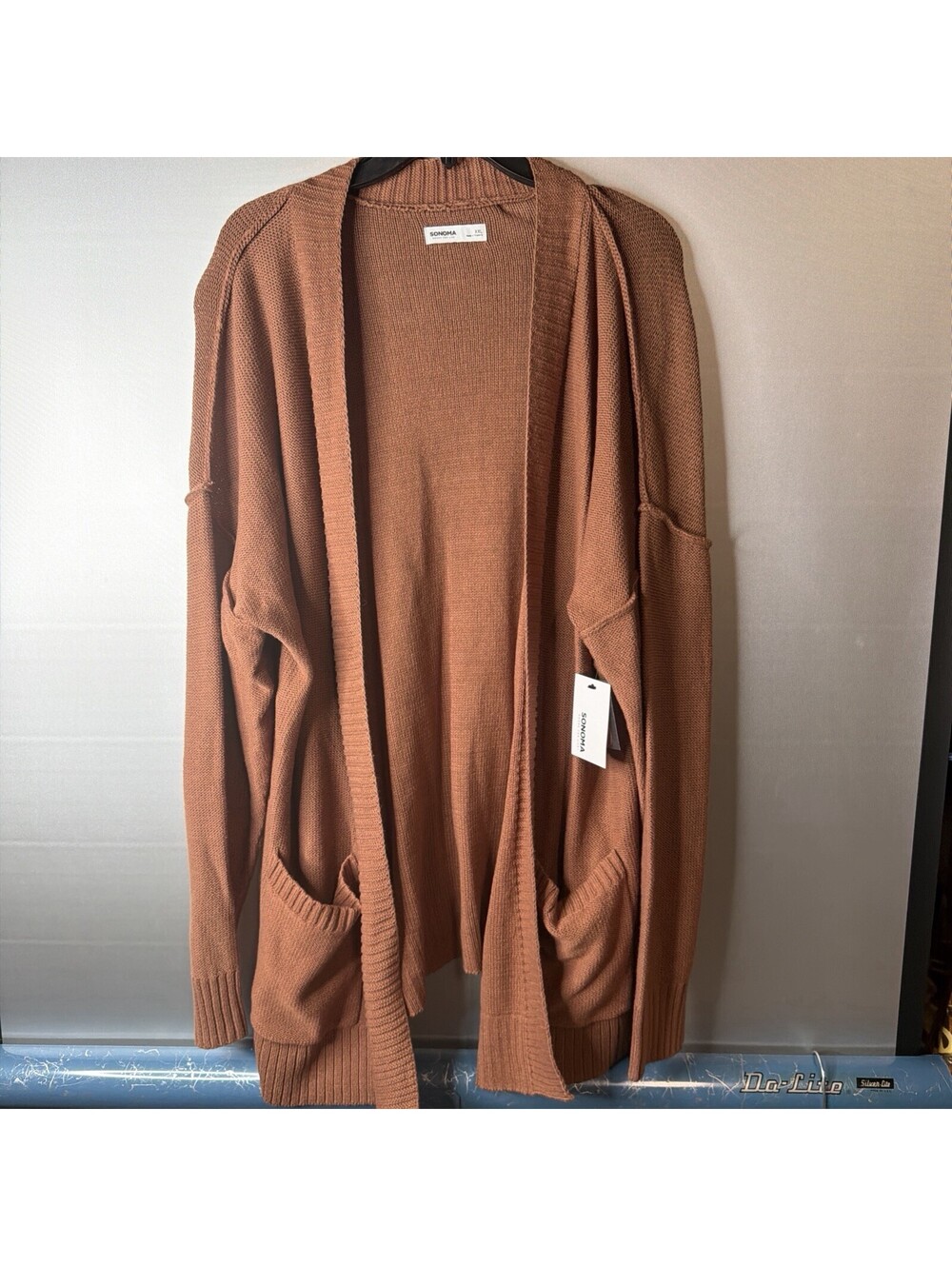 NWT Sonoma Sz XXL Caramel Rust Brown Long Sleeve Oversized Knit Cardigan Sweater